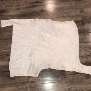 White top with iridescent thread throughout